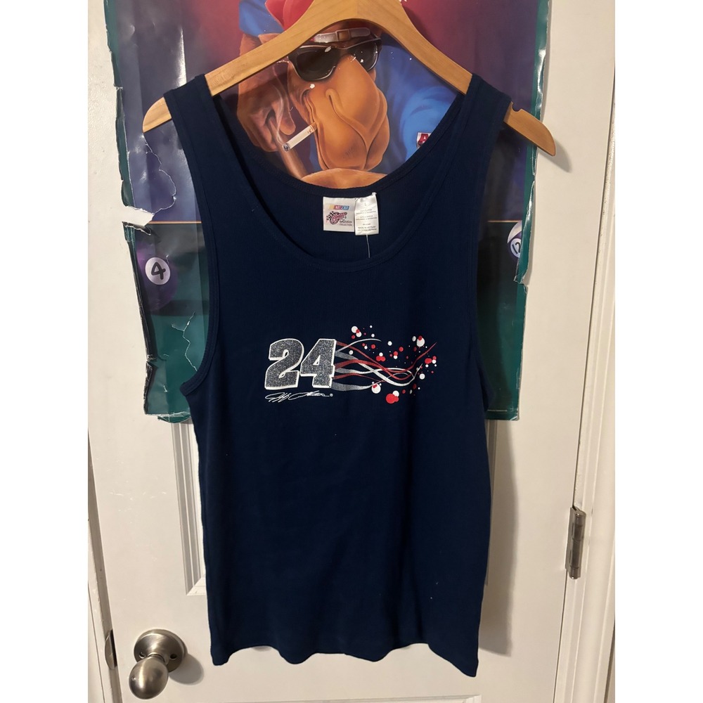 NASCAR Jeff Gordon 24 Tank Top Winners Circle Ladies Navy Blue Ribbed Vintage L